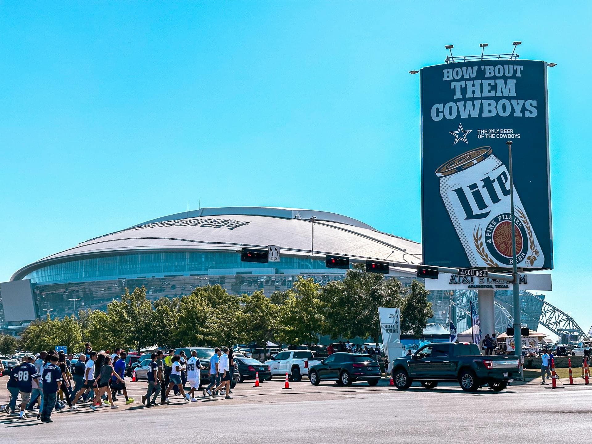 AT&T Stadium in Arlington Texas with Dallas Cowboys signage