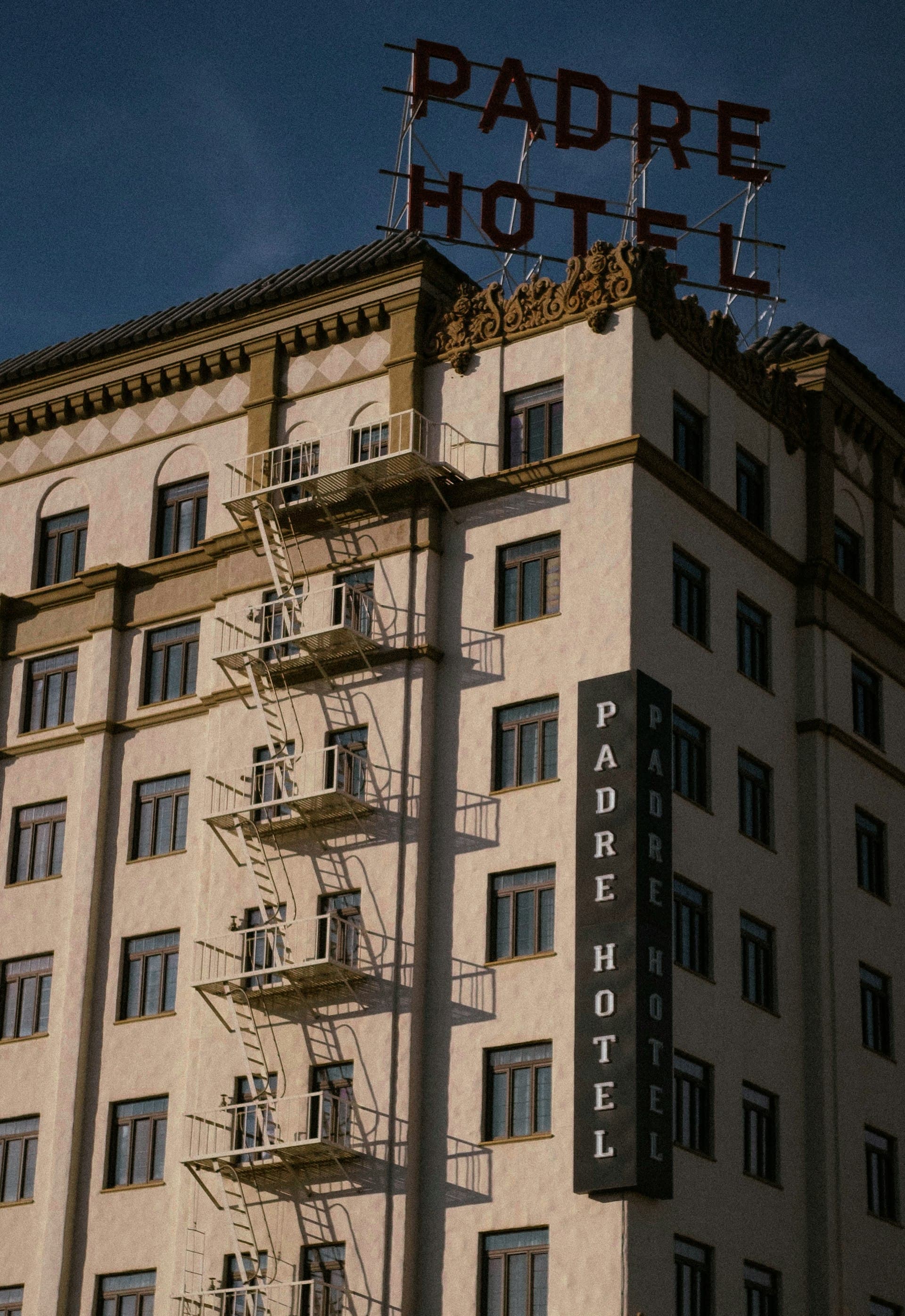 Historic Padre Hotel building in downtown Bakersfield California