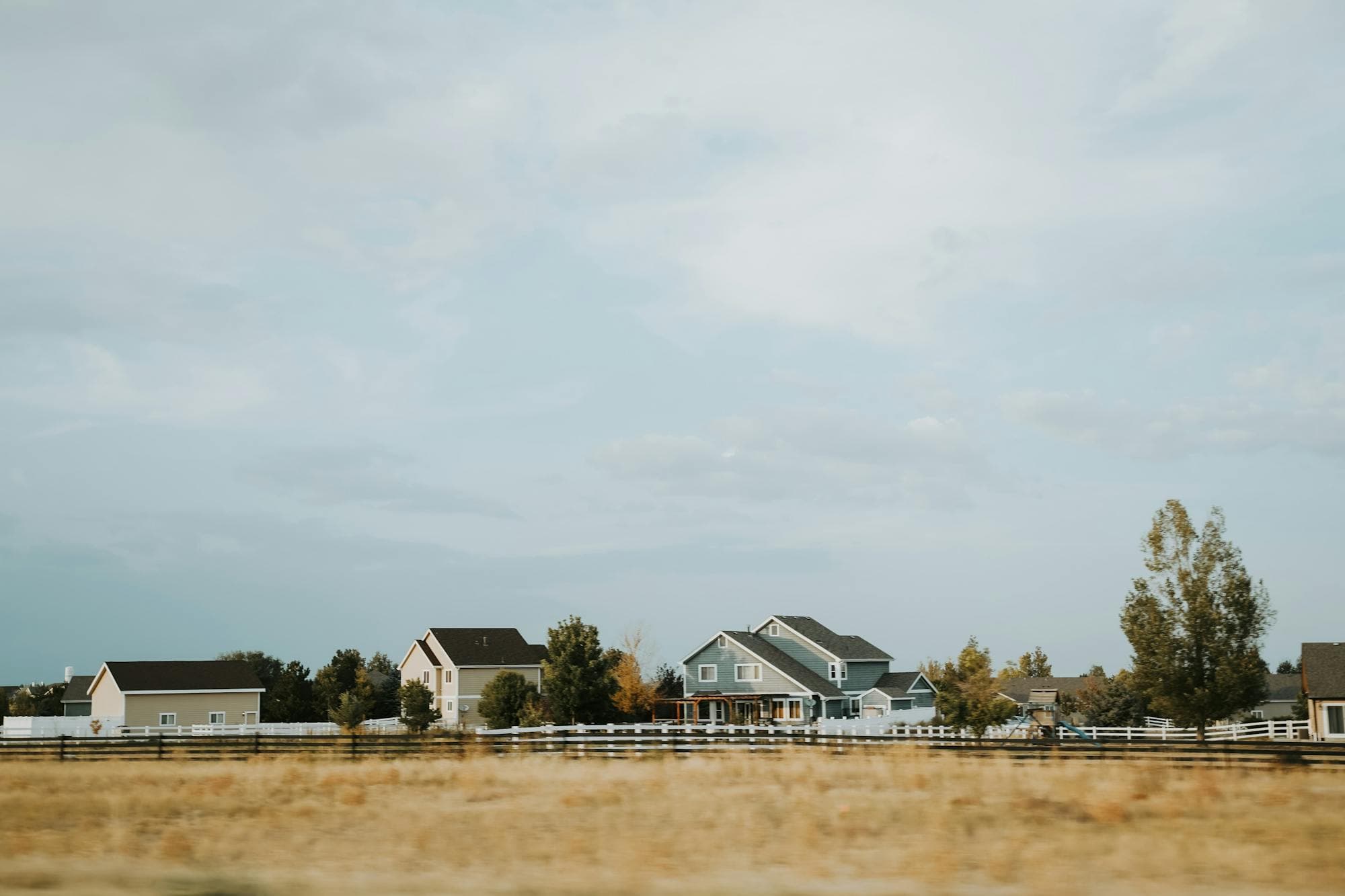 Suburban homes near Denver Colorado with open landscape