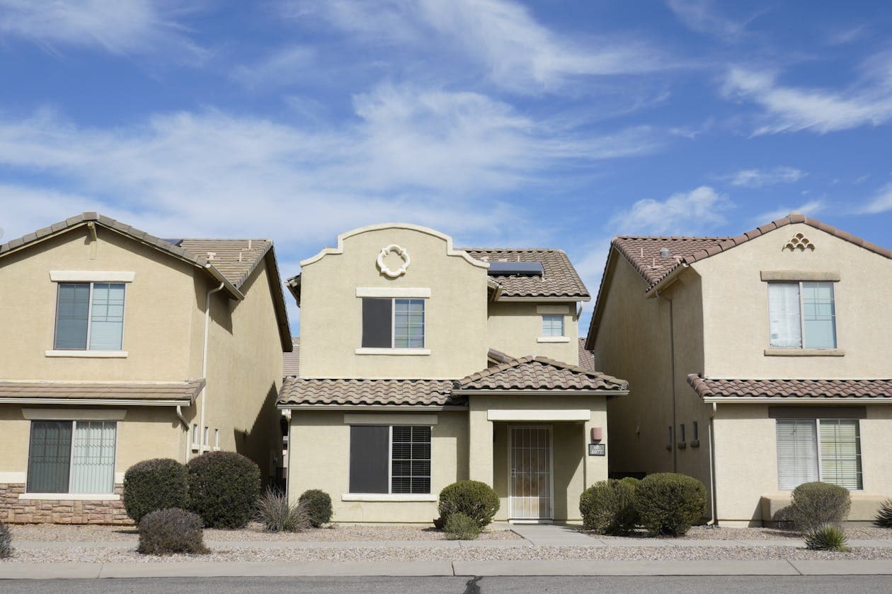 Southwestern style suburban homes with stucco exteriors and tile roofs typical of El Paso area