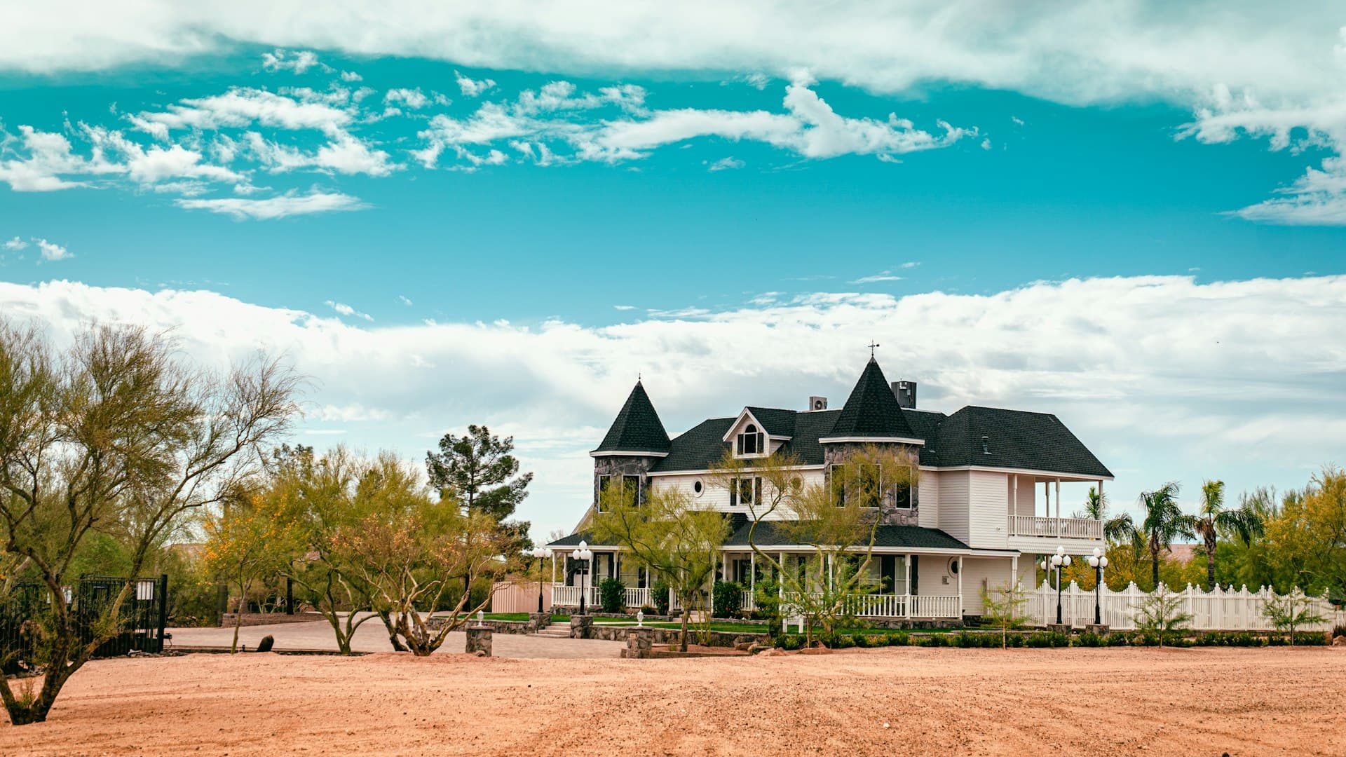 Victorian-style historic home in Phoenix Arizona with desert landscaping
