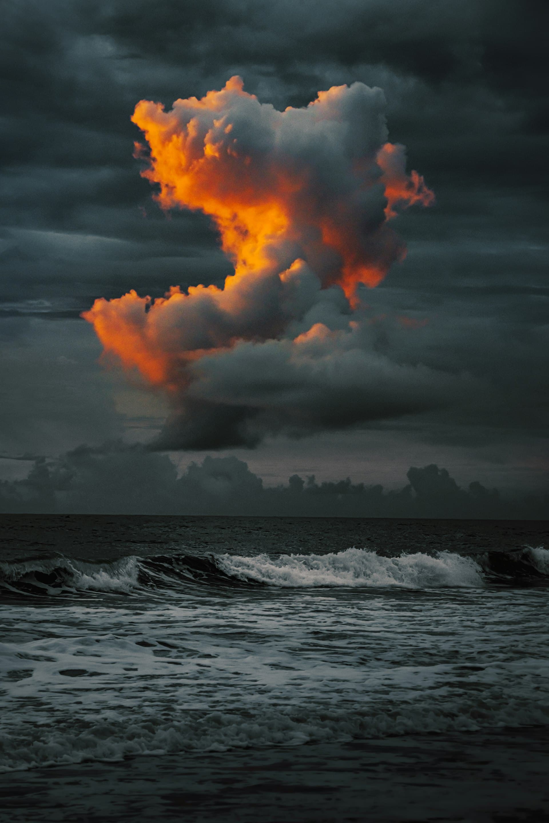 Dramatic storm clouds over Florida coast after Hurricane Ian